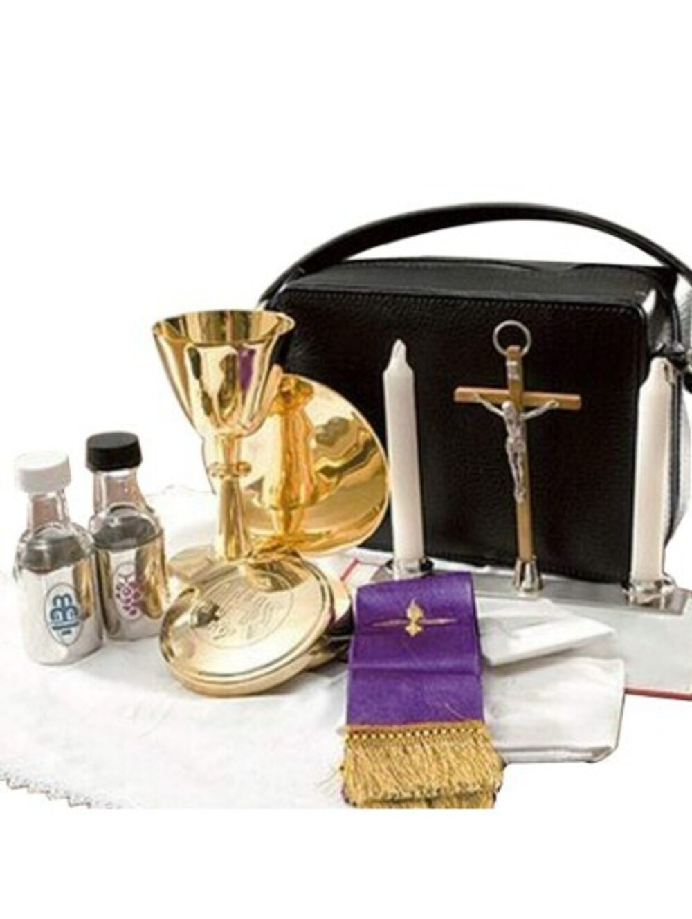 Sudbury Portable Brass Mass Holy Communion Kit EC509 w/Black Carrying Case New